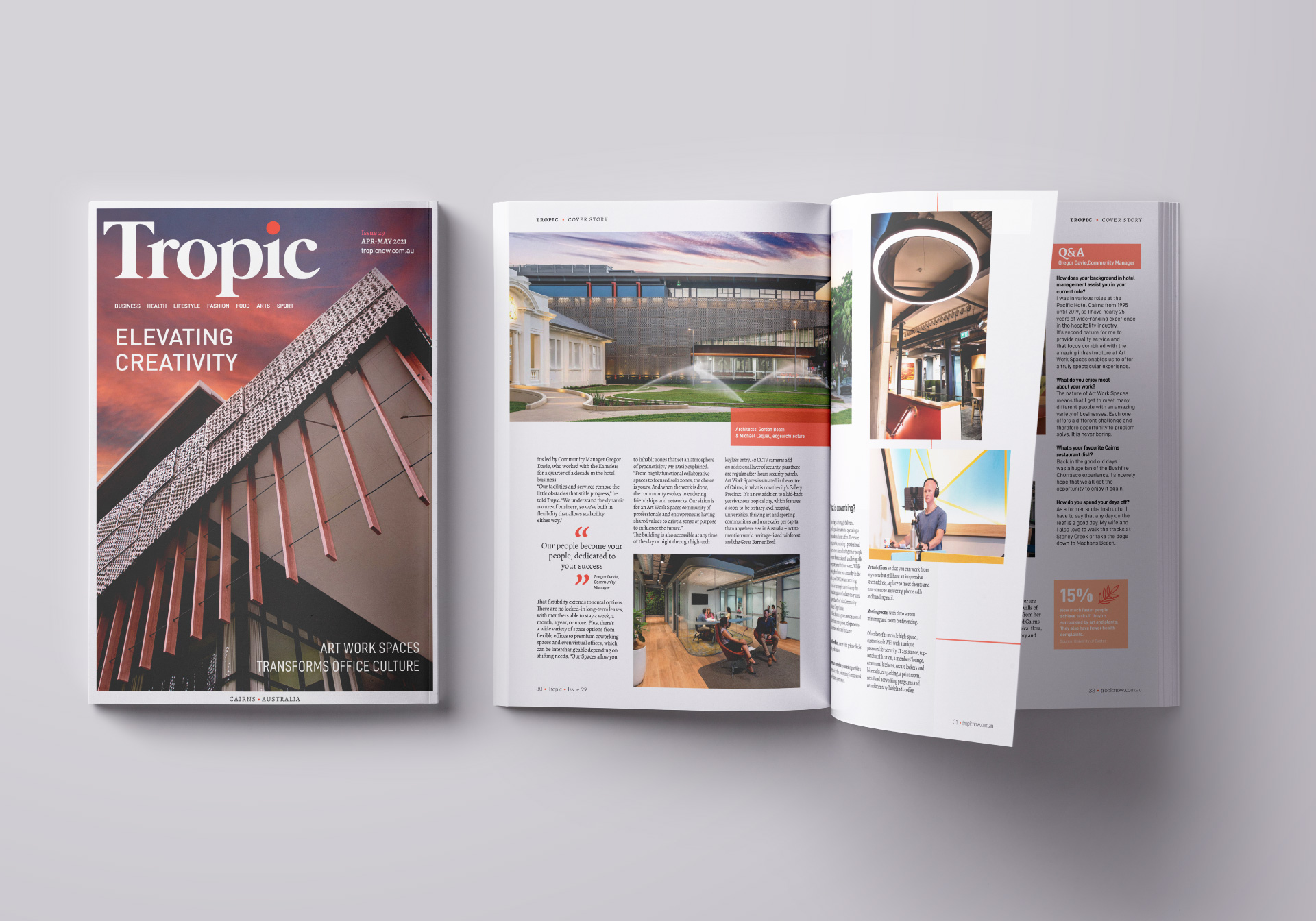 Art Work Spaces Cover story in Tropic Magazine