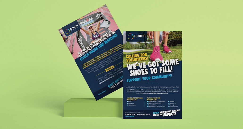 Couch Cairns Branding poster design on green background