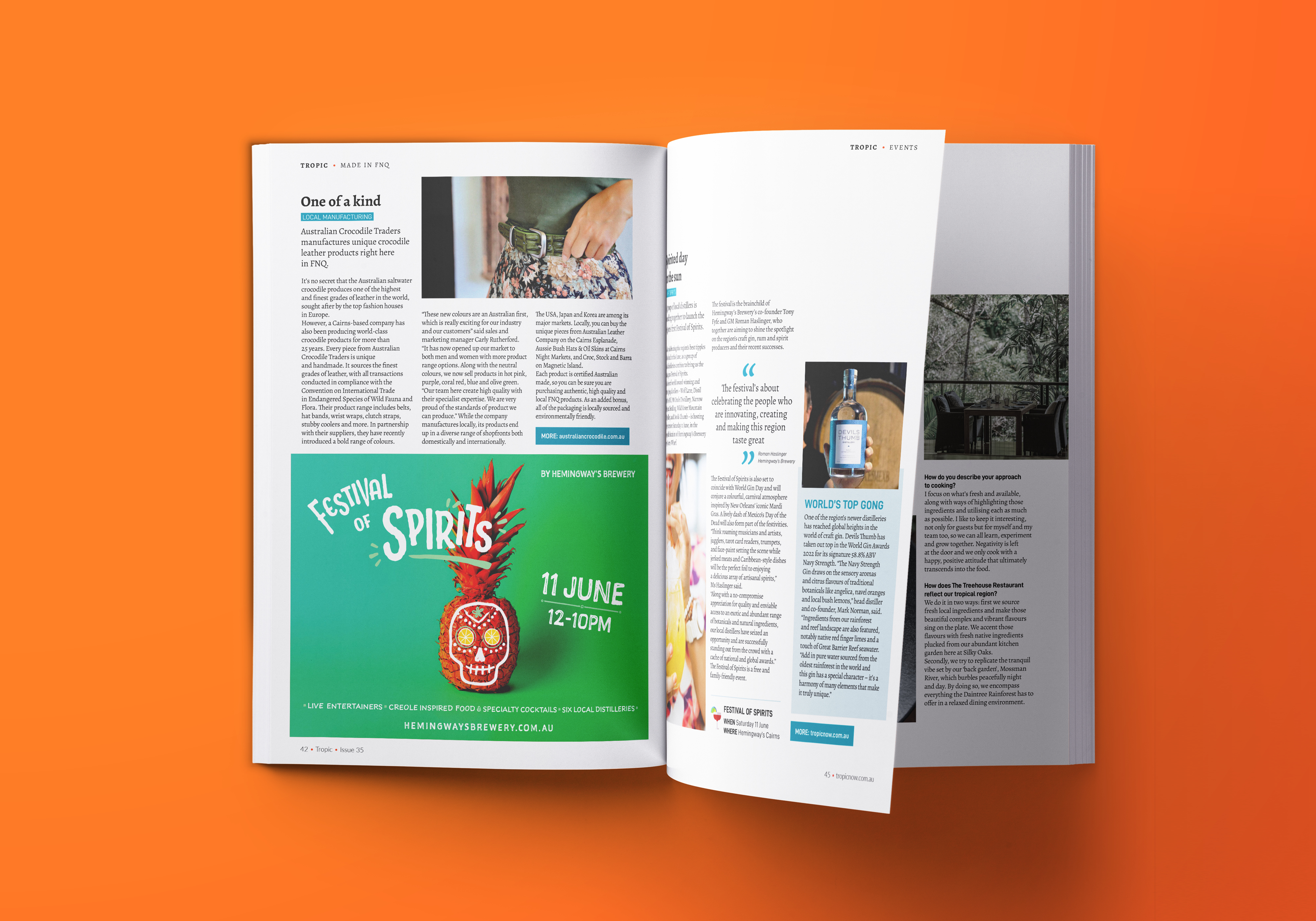 Festival of Spirits print ad design for Tropic magazine