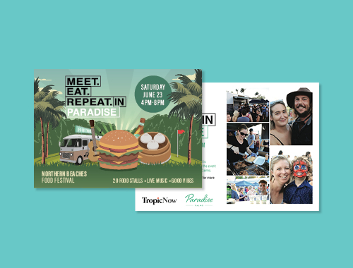 meet eat repeat paradise event promo material