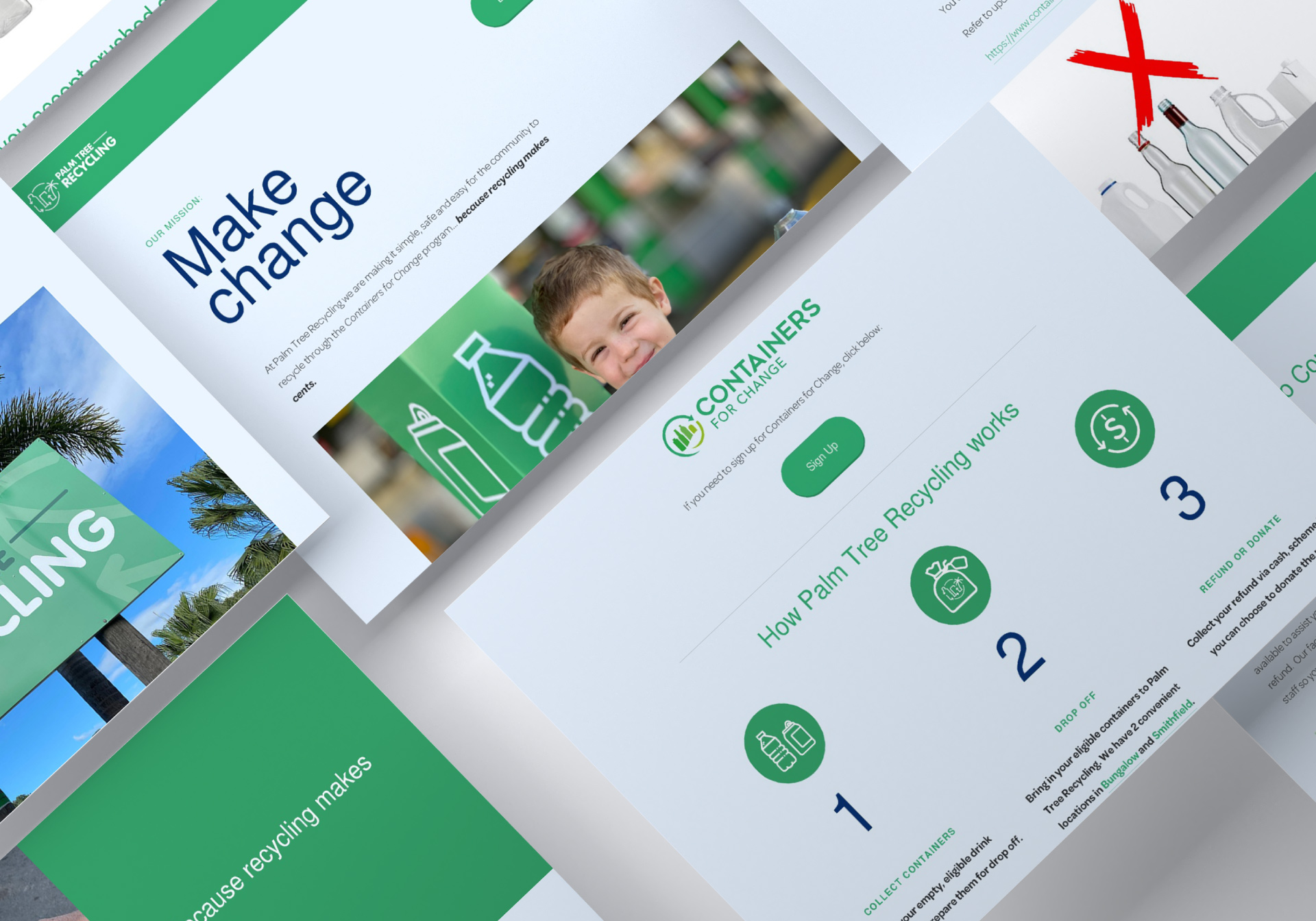 Cairns Recycling website pages mockup