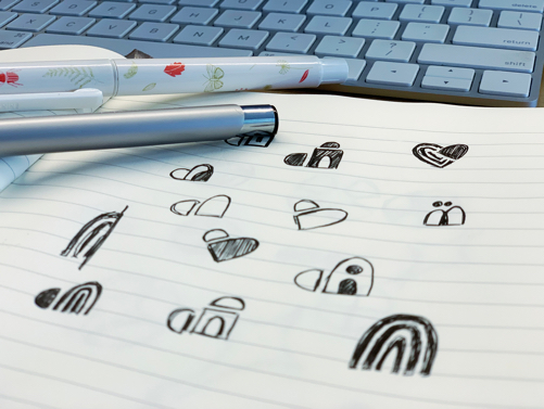 Logo design development sketches