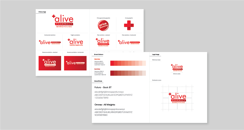 Alive Pharmacy Warehouse branding logo development process