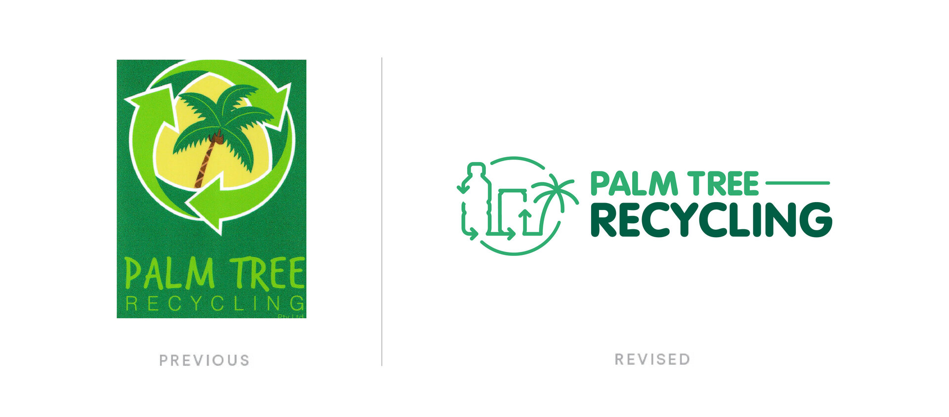 Palm Tree Recycling old and new logo design