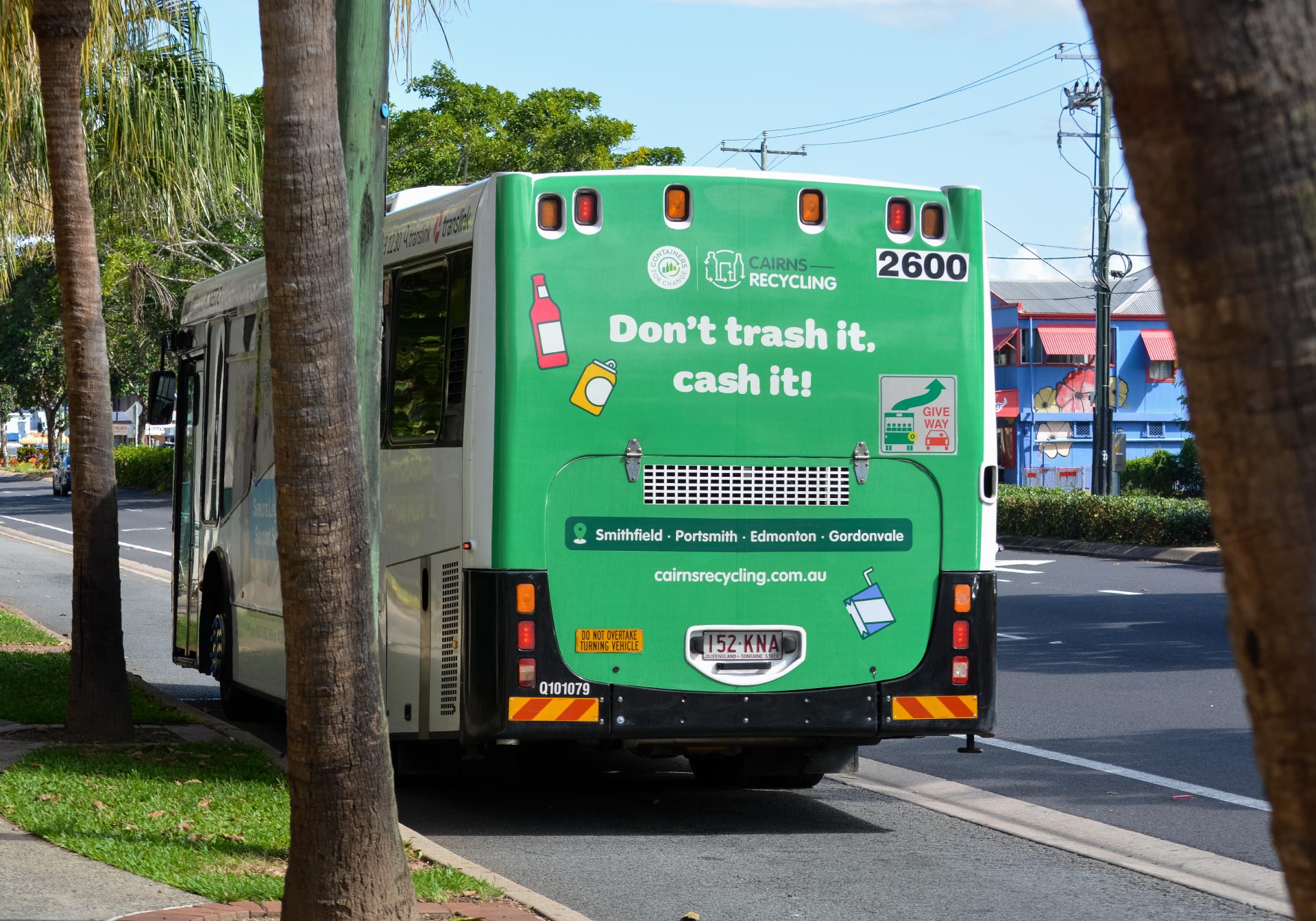 Cairns Recycling outdoor ad on bus