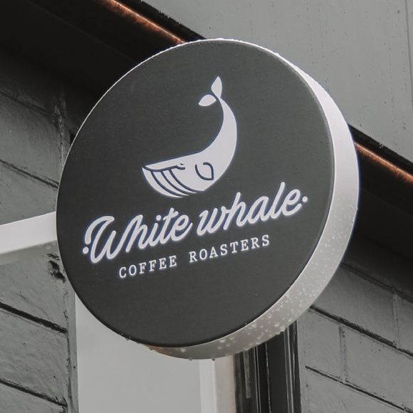 White Whale Coffee Roasters signage new branding